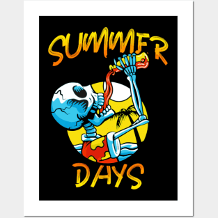 Skeleton drunk summer Posters and Art